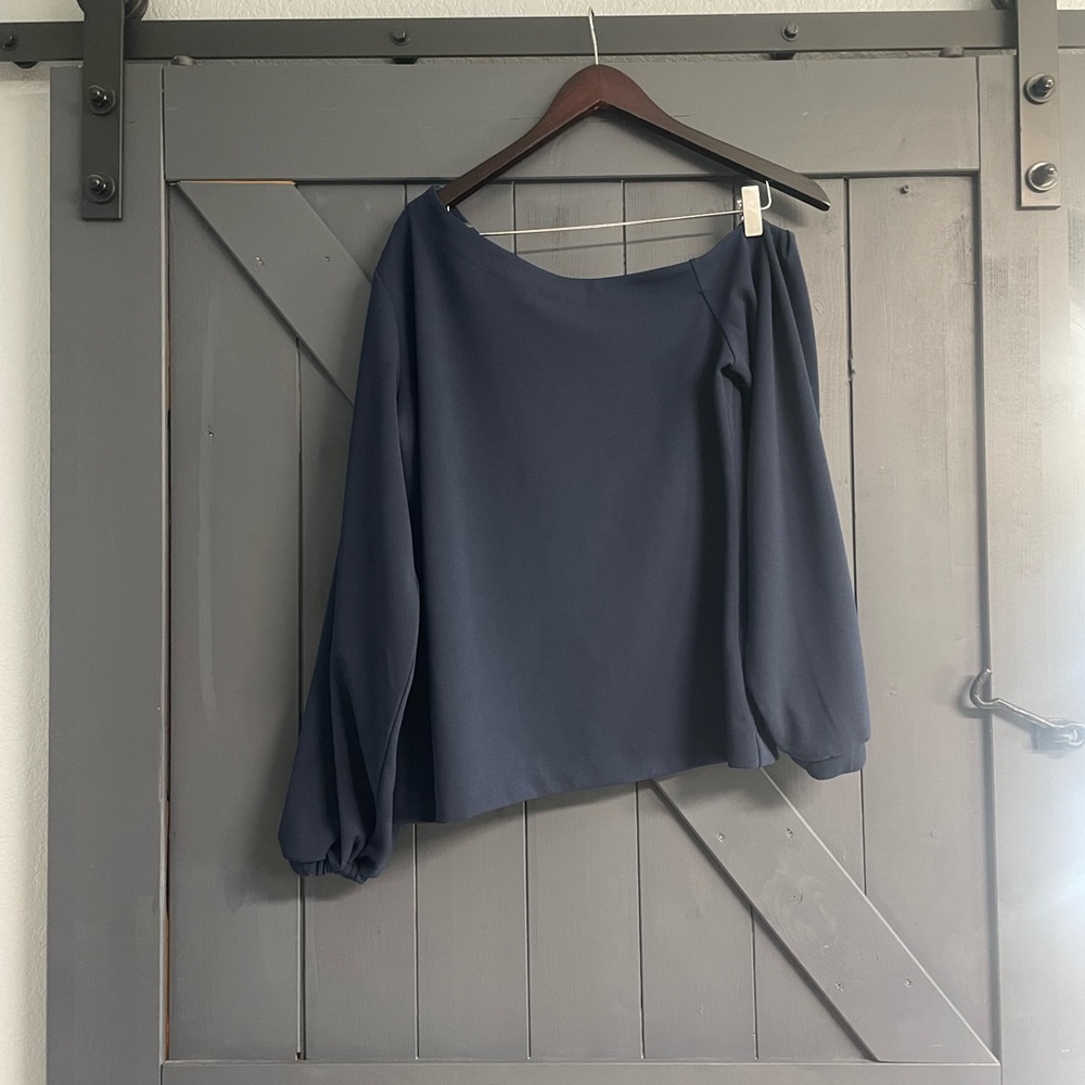Banana Republic Navy Off-Shoulder Top with Long Sleeves